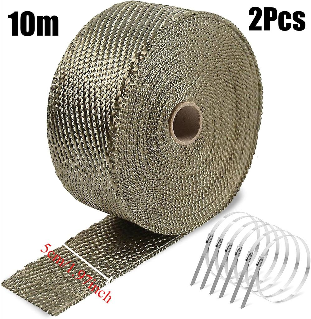 5CM x 10M Banana Cloth Insulation Cotton Exhaust Pipe Insulation Thermal Heat Wrap Roll Motorcycle Fiberglass Heat Shield Tape