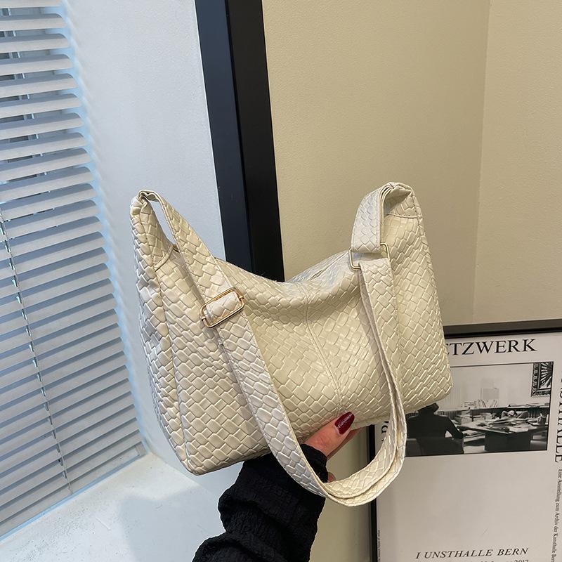 Korean Style Women's Woven Shoulder & Crossbody Bag with Adjustable Strap