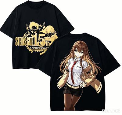 T-shirt Steins Gate Amoureux d'Anime Harajuku Coton Nouveau Modèle High Street Rétro Surdimensionné Unisexe Cl