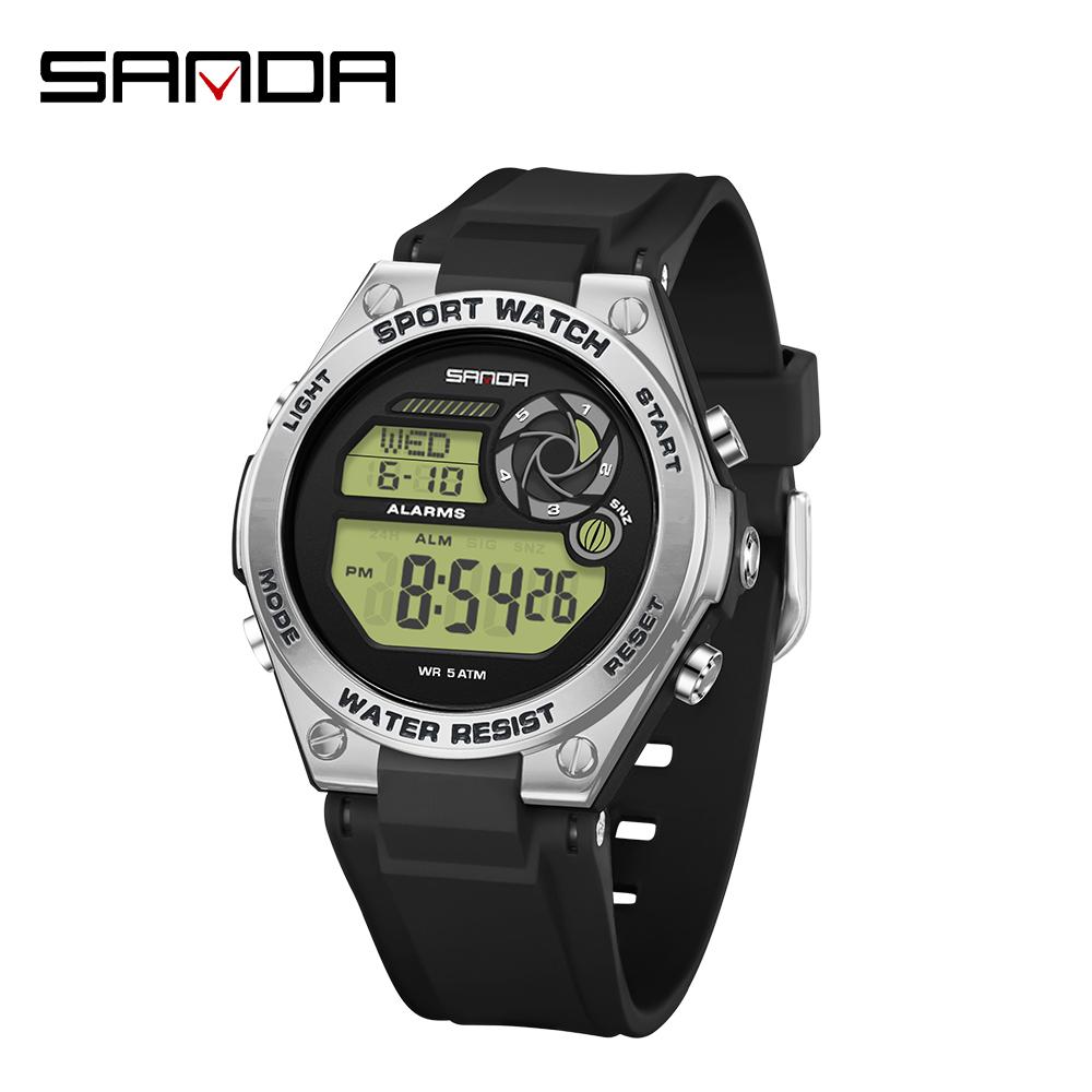 SANDA SD9098 Women's Electronic Watch Fashion Creativity Sports Night Light Chronograph Silicone Watch