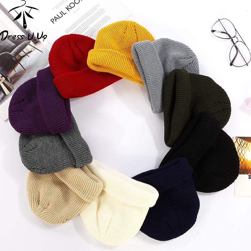 Men Women Winter Solid Wool Acrylic Knitted Warm Crimping Dome Hats