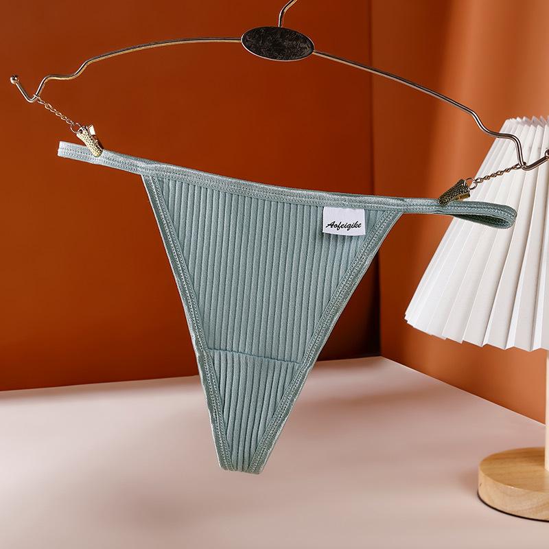 

Женские стринги из чистого хлопка с низкой посадкой, бесшовные, в рубчик - Сексуальные трусики Т-образной формы в европейском и американском стиле Medium