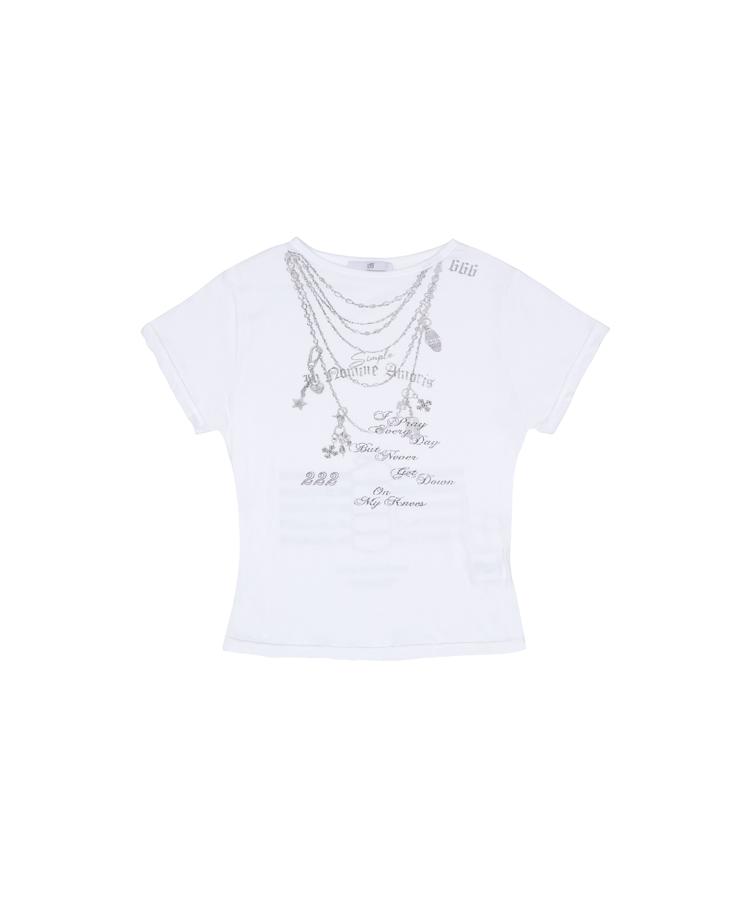 Eonibeu Jewelry See-Though T-Shirt White