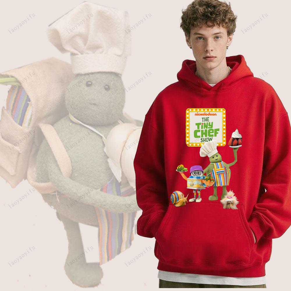The Tiny Chef Show Pattern Hoody Winter Casual Loose and Warm Hooded Sweatshirt Drop Shoulder Comfortable Personality