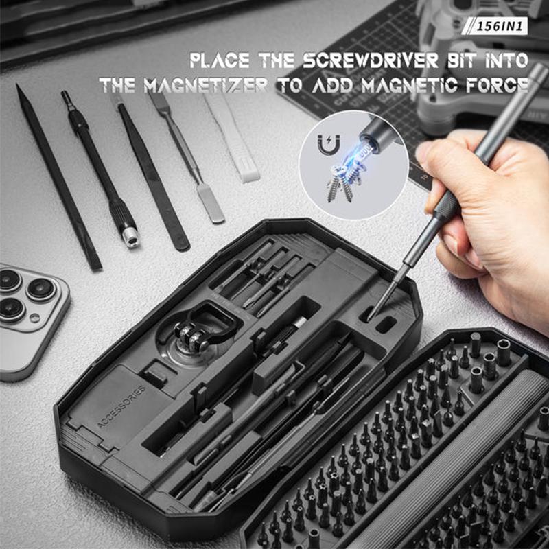 156 in 1 Precision Electric Screwdriver Set Multi-function Power Repair Tool Kit with 140 Magnetic Drill Bits for Phone Watch PC