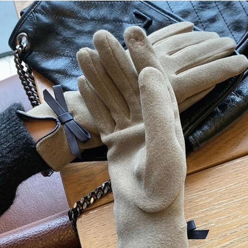Women's Gloves Winter Warm Thickened Velvet Windproof Gloves Autumn Driving Cold Proof And Warm Touch Screen Split Finger