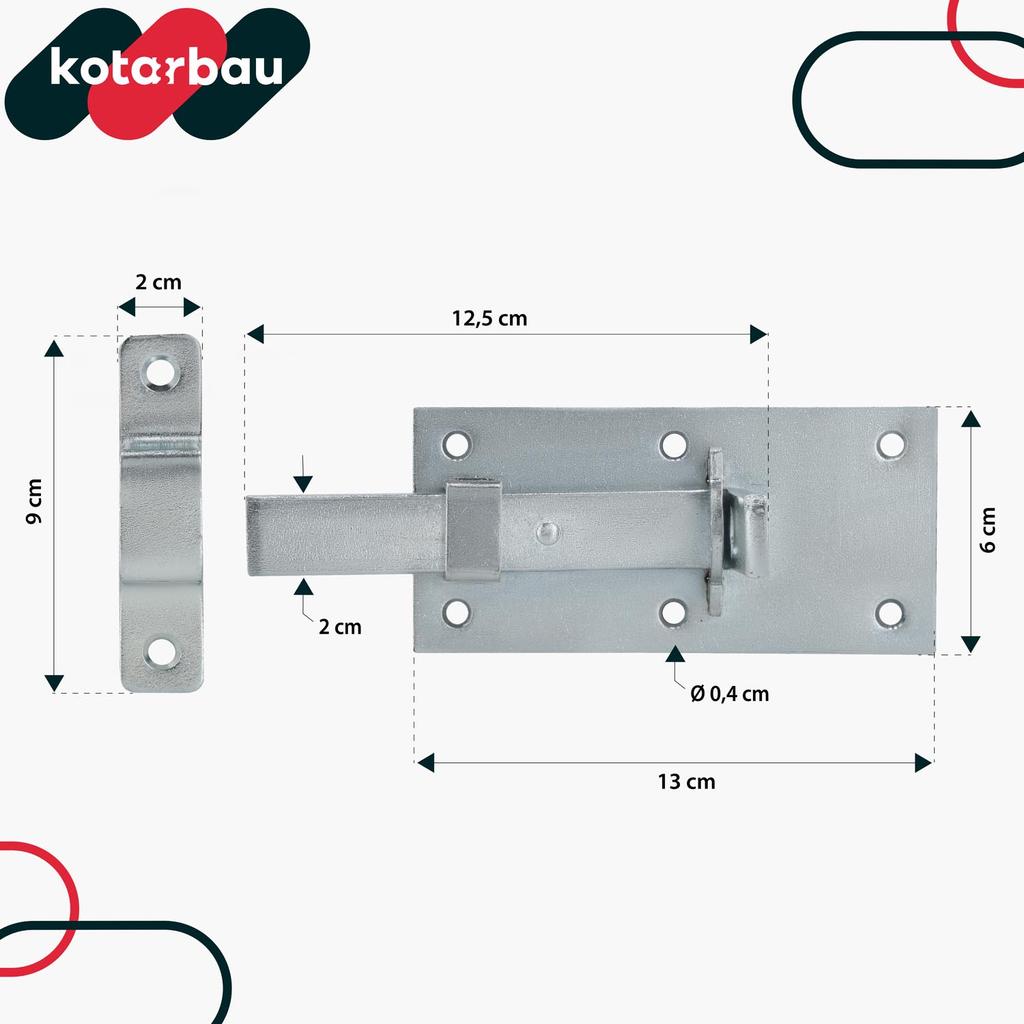 Kotarbau® Universal Straight Latch For Doors, Gates, And Padlocks, Steel, 130 Mm
