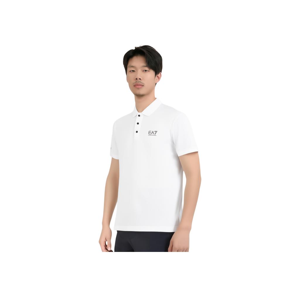 Emporio Armani EA7 Two-Tone Logo Button Short Sleeve Polo Shirt Men tops White 7M000168-AF13755-U0002