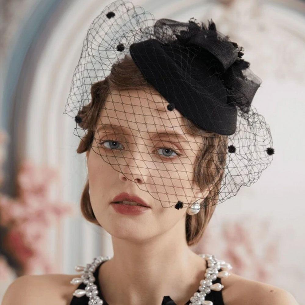 Headband Small Fedoras Headwear Feather Flower Veil Hair Clips Women Mini Mesh Hat  Fascinator Hat