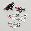 3D Metal V8 Engine Badge Cross Flag Car Emblem Front Grille Decal Trunk Sticker Universal Auto Styling Accessories