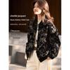 XWI Women's New Chinese Style Chenille Jacquard Baseball Padded Jacket