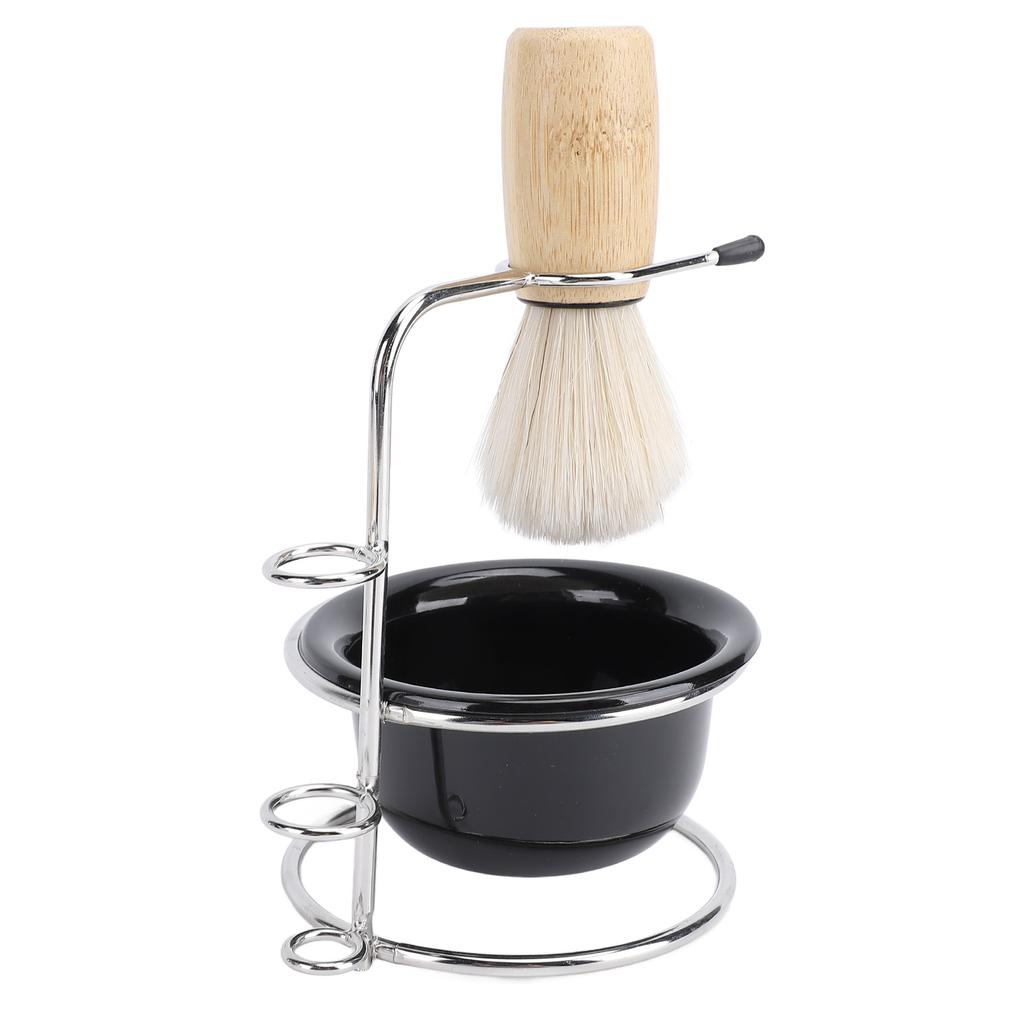 Shaving Brush Set Grooming Kit Synthetic Hair Stainless Steel Stand Shaving Brush Bowl Stand Set for Men
