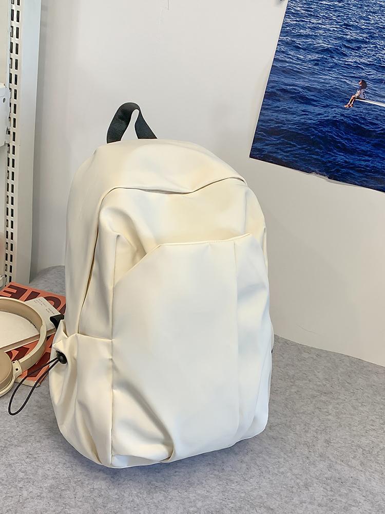 

Korean-style textured casual double-shoulder bag, large-capacity schoolbag, trendy and simple solid-color laptop bag suitable fo 15 inches белый