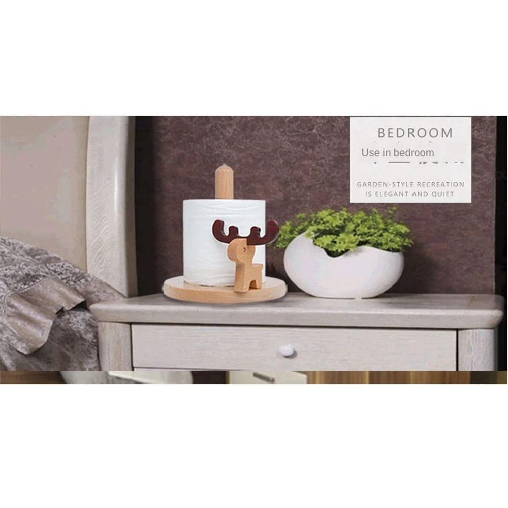 Vertical Cartoon Paper Towel Rack Durable Wooden Paper Roll Stand  Table Top