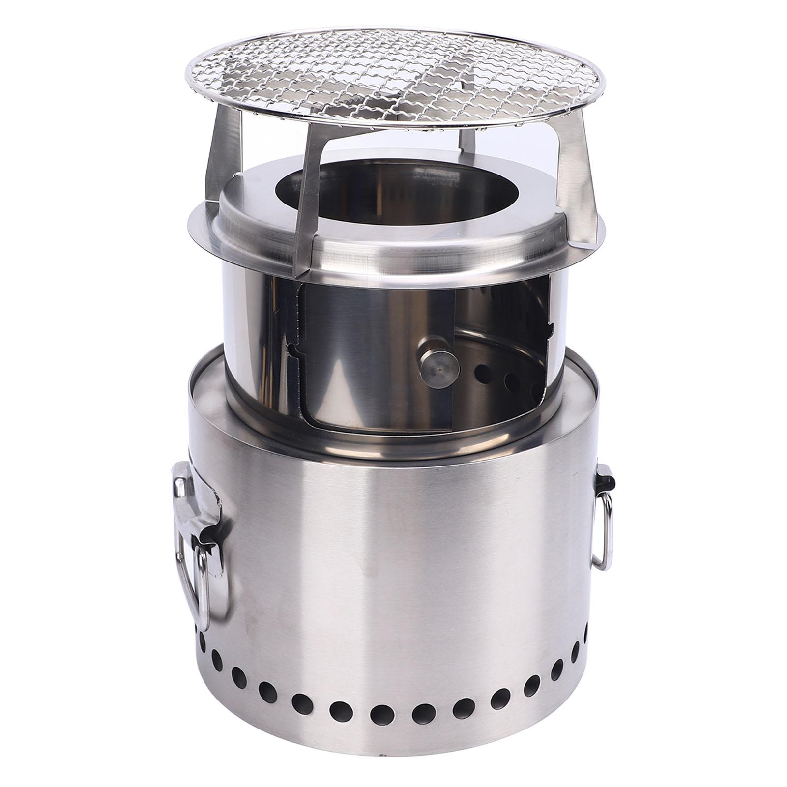 Camping Wood Burning Stove Round Portable Stainless Steel Multi Purpose Firewood Stove for Outdoor