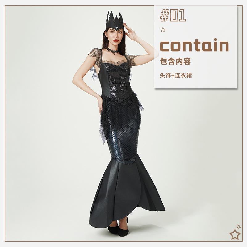 Halloween costume sequined mermaid princess costume performance stage costume dark elf sexy dress