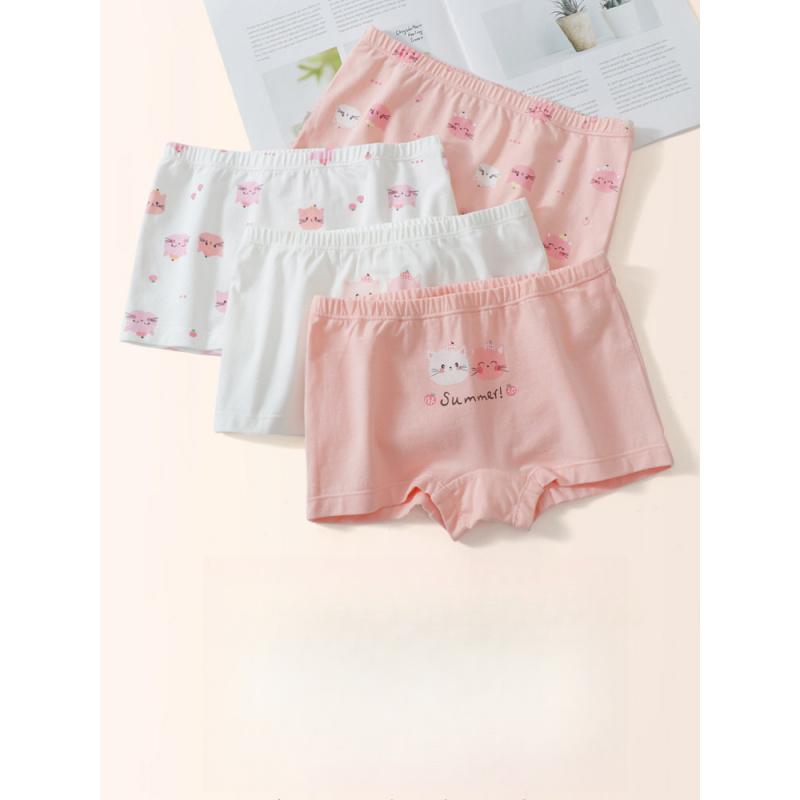 Dziewczęce bokserki z czystej bawełny dla starszych dzieci, wygodna bielizna czteronogawiczna, przyjazna dla skóry i oddychająca bielizna dziecięca, antybakteryjna