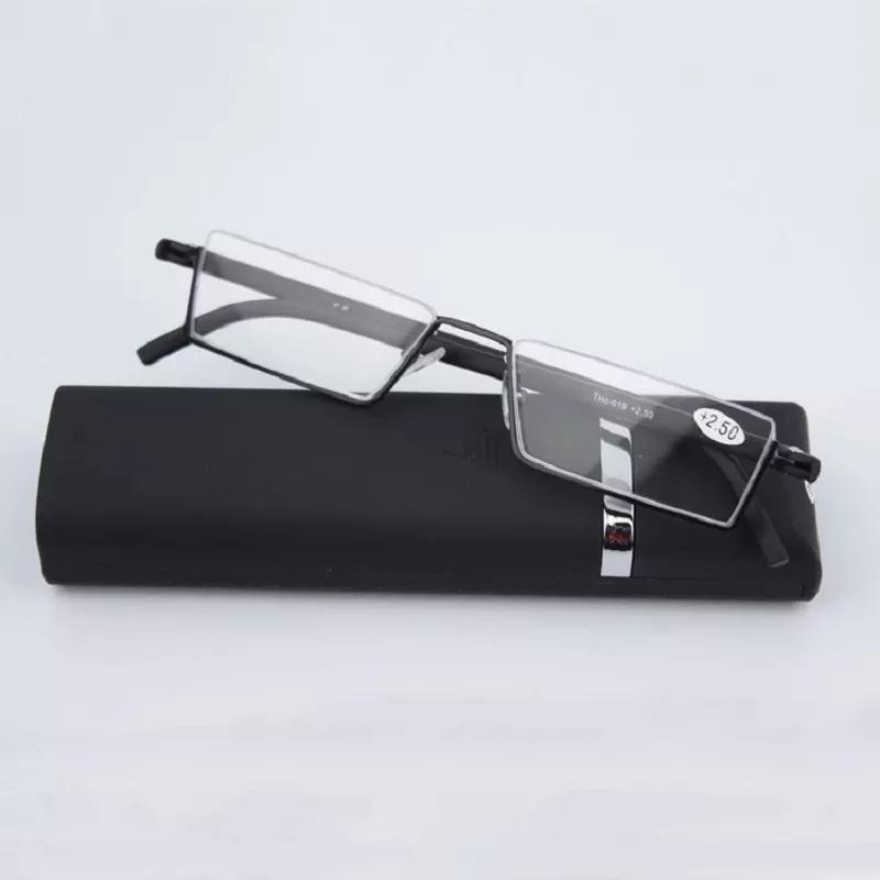 Halbrahmen Lesebrille Herren Rechteckiger Rahmen Weitsicht Brille TR90 Damen Vintage Blaulichtbrille mit Etui +100 bis +400