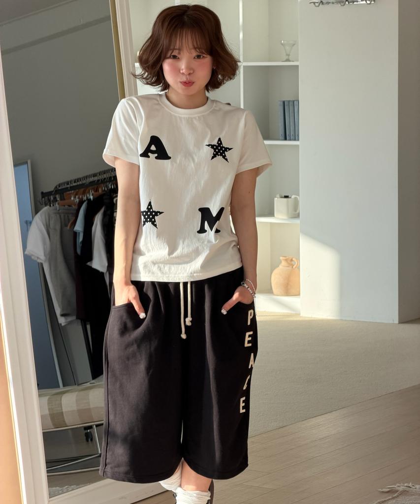 AMOU Am Star Half T-Shirts White