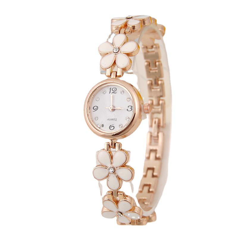Roségoldene Gänseblümchen- & Blumen-Epoxid-Damenarmbanduhr - Koreanische Mode