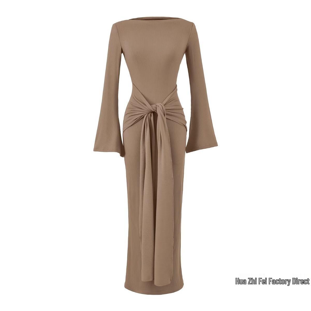 European Style Sexy Fleece One-Shoulder Lace-Up Slimming Skirt One Size