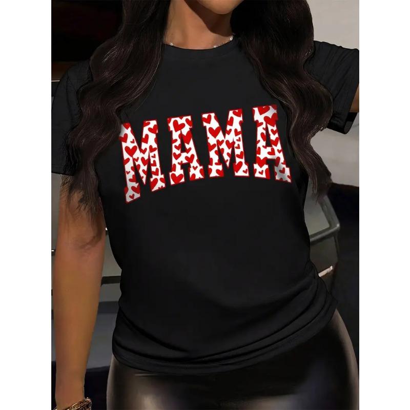 Women's Mother's Day 3D Printed Letter Personalized Simple Summer Short Sleeved T-shirt