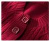Cardigan a Maglia Rosso a Maniche Lunghe per Mamme - Elegante Maglione Autunnale per Donne di Mezza Età