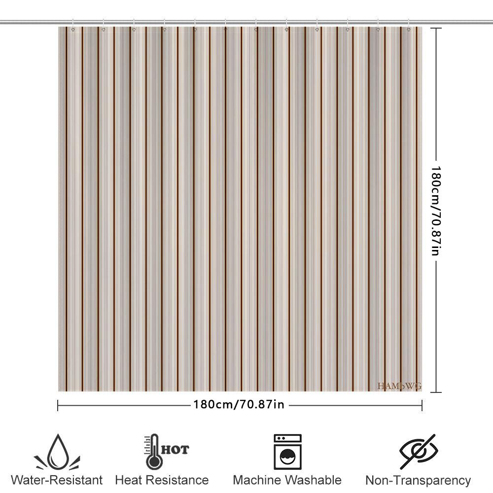 Modern Striped Shower Curtain Premium Waterproof Fabric for Bathroom Decor Privacy Protection 304 Stainless Steel Rod Set Includ