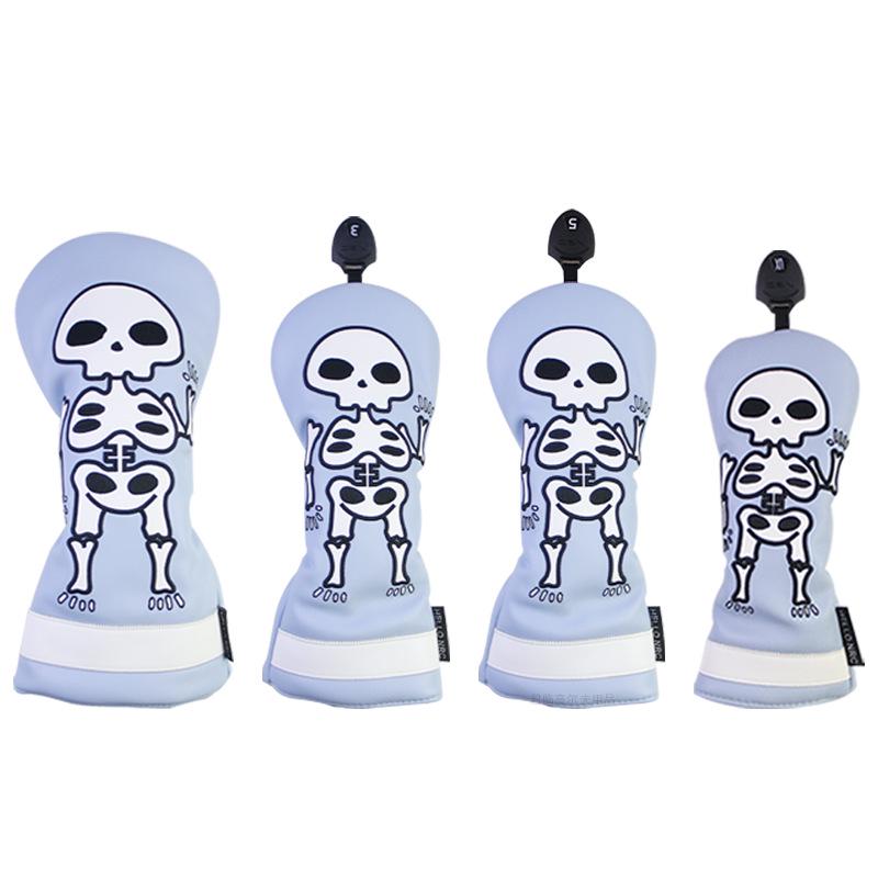 Skull Embroidered Golf Wood Headcover with Rotating Number Tag (1/3/5/UT)