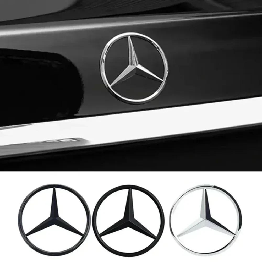 Naklejka Samochodowa 2025 Gorąca Nowość 2025 Dla Mercedes Benz 90mm ABS Chrom Czarny Logo Godło Mercedes Tylna Gwiazda Odznaka Dla Mercedes Benz W20