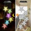 1pc Star/Moon Shaped Wind Chime With Solar LED Light Outdoor Balcony Colorful Hanging Lamps For Home Garden Yard Walkway Decor
