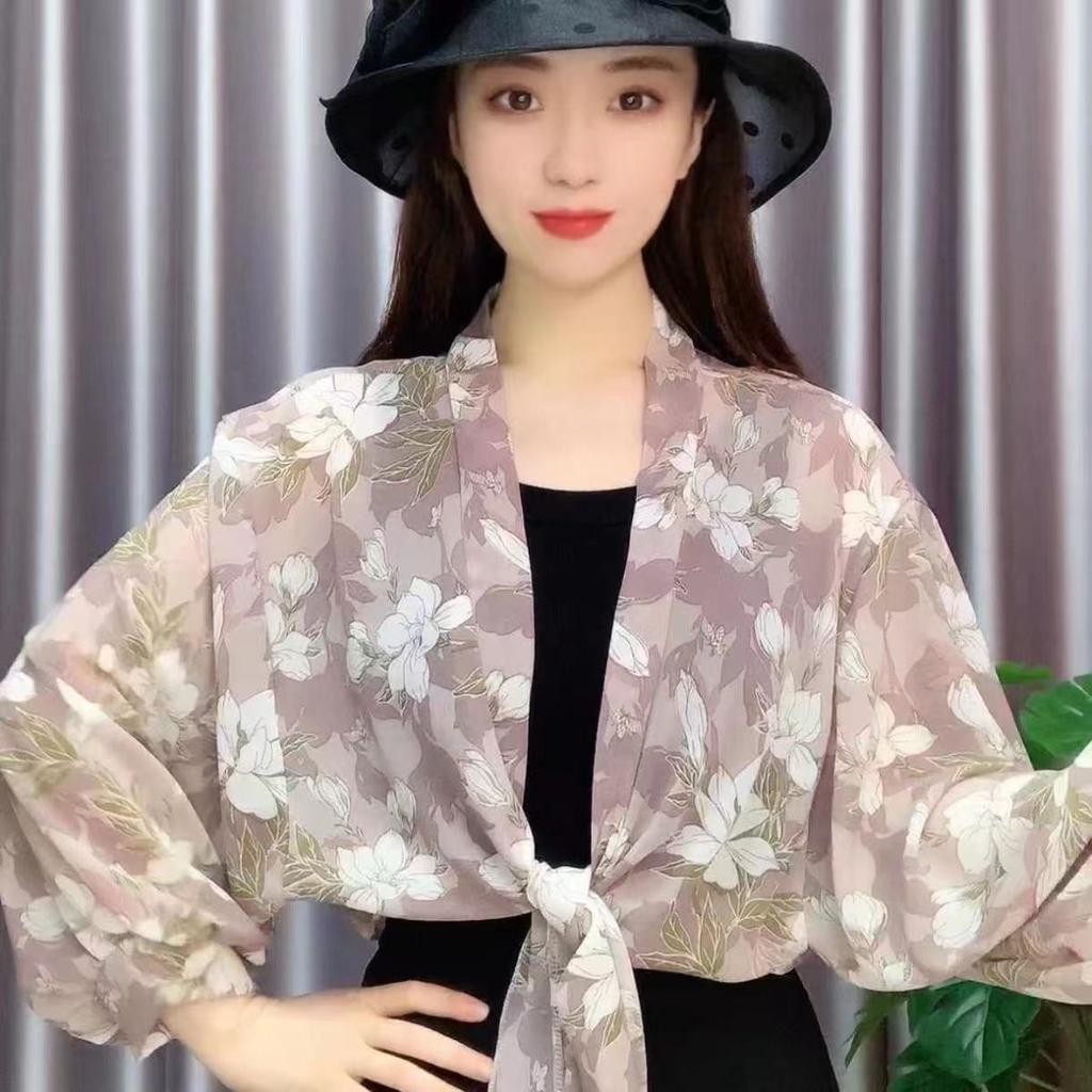 Luxury Jacquard Chiffon Shawl Leisure Half Sleeve Loose Top Trend Poncho Capes