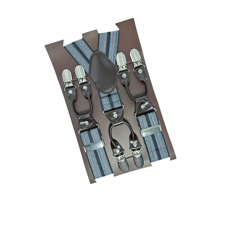 6 Clips Men'S Suspender Belt, Strap Thickened Elastic Belt, High-Quality Hardware Accessories