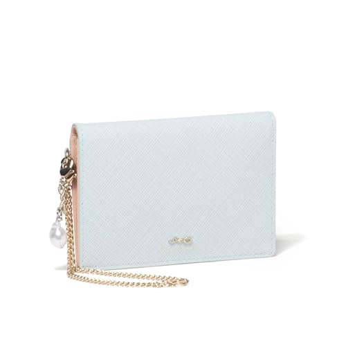 Slim cowhide pass case (with original charm) in ice blue