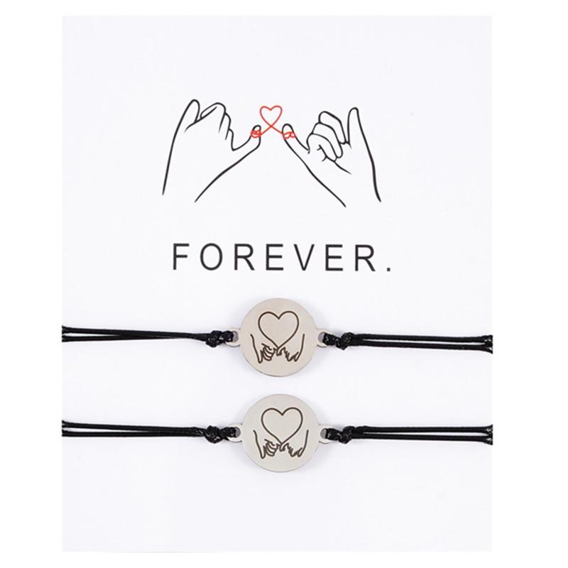 

2 шт. Браслети Pinky Promise для матері, доньки, найкращих друзів, регульований шарм, дружба, подарунок для пар, ювелірні вироби 1