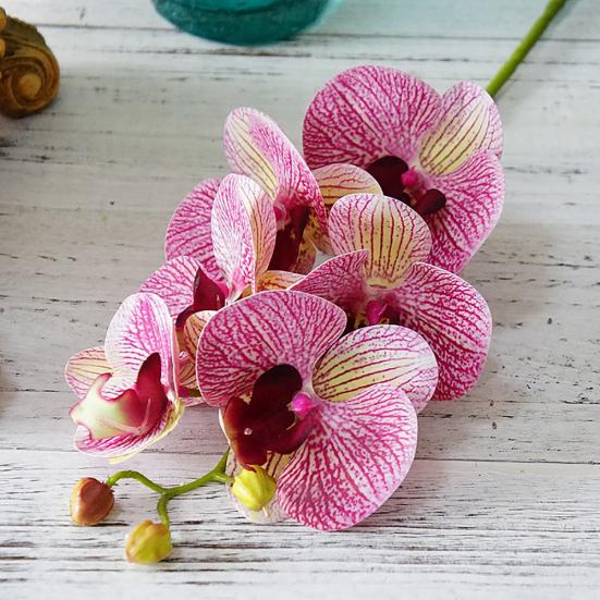 1Pc 6Heads Artificial Butterfly Orchid Silk Flower Home Wedding Party Decor