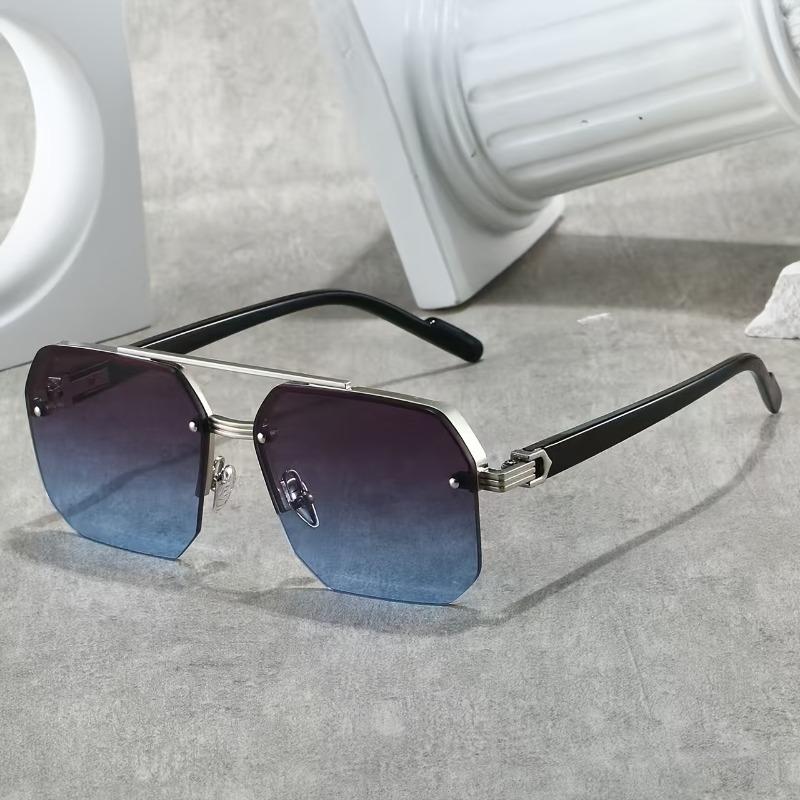 Polygonal Double Beam Men'S Fashion Glasses with Black Lenses Stylish Everyday Eyewear for Casual Attire Fashion Glasses