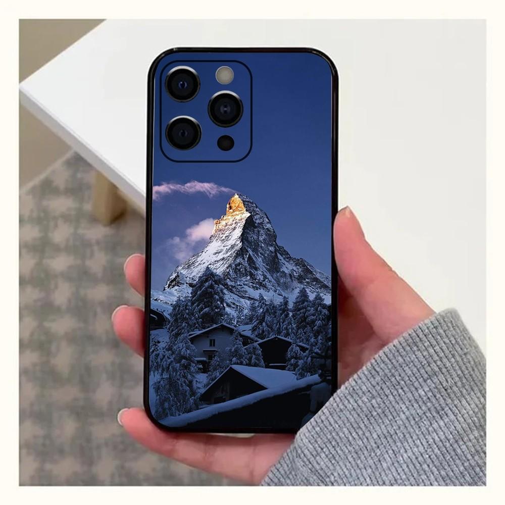 Zermatt Matterhorn Swiss Mountain Phone Case For Apple iPhone 15,14,13,12,11,Pro,X,XS,Max,XR,Plus,Mini Soft Black Cover