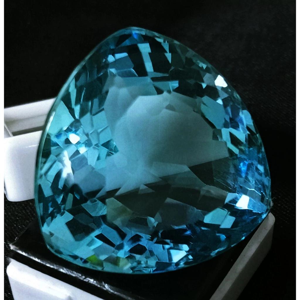 Certified Natural Aquamarine Ocean Blue Trillion Cut 115+ Ct Stunning Gemstone