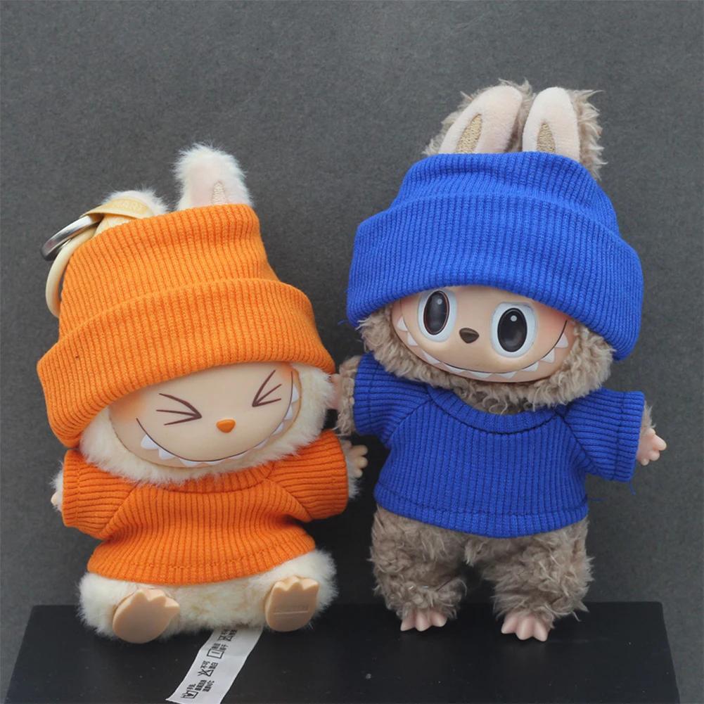 For 15/17cm Labubu Doll Clothes Colorful Striped Sweatshirt Suit for Ropa Labubu Replacement Decorative Accessories