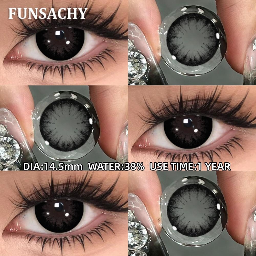 FUNSACHY 1pair New Natural Contact Lenses Black Contacts Gray Lenses Color Brown Contact Lens Yearly Beautiful Pupils for Women
