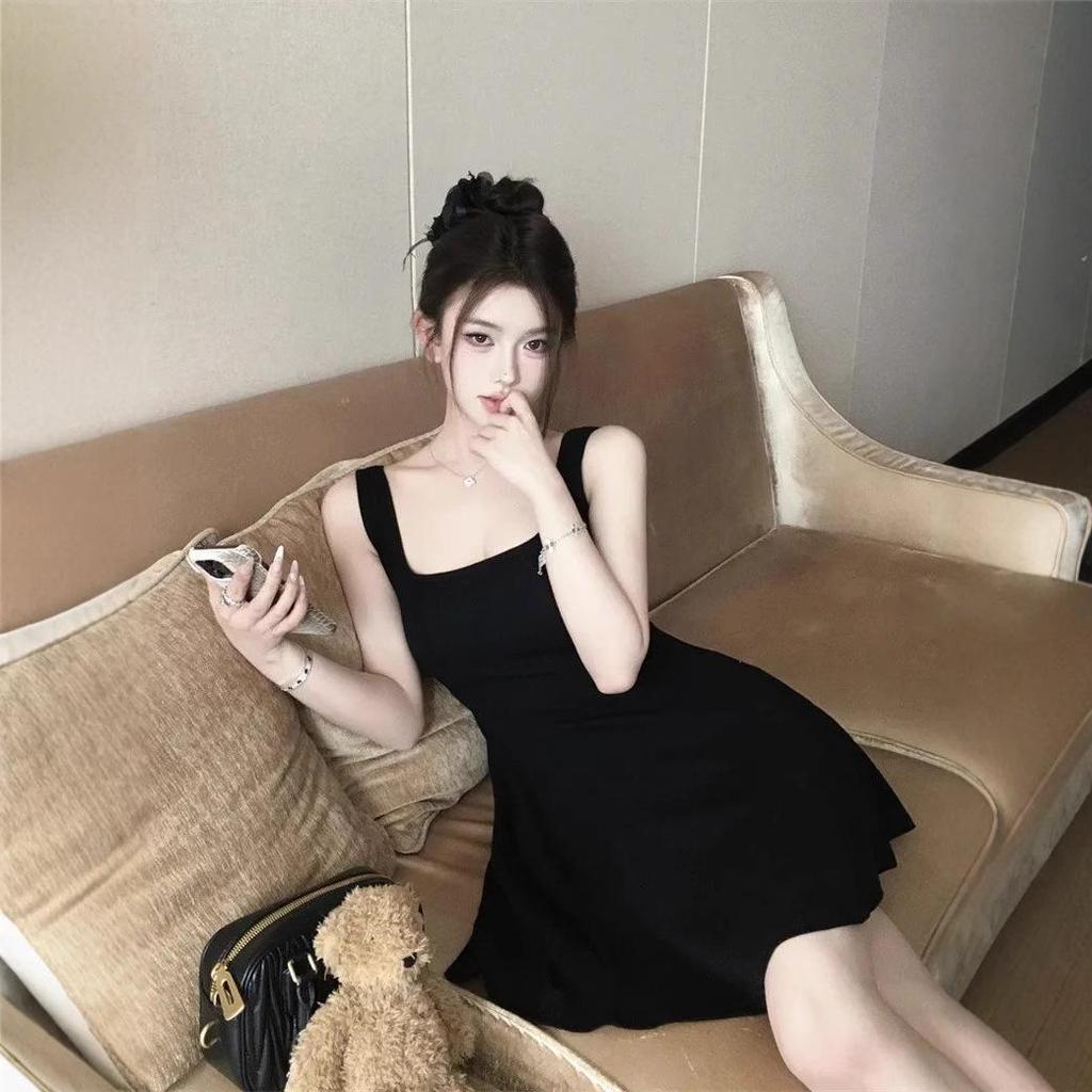 Elegante Vestido A-Line con Tirantes - Falda Corta Adelgazante de Cintura para Primavera/Verano