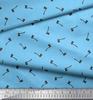 Soimoi Blue Japan Crepe Satin Fabric Axe Hardware Printed Craft Fabric by the metre 42 Inch