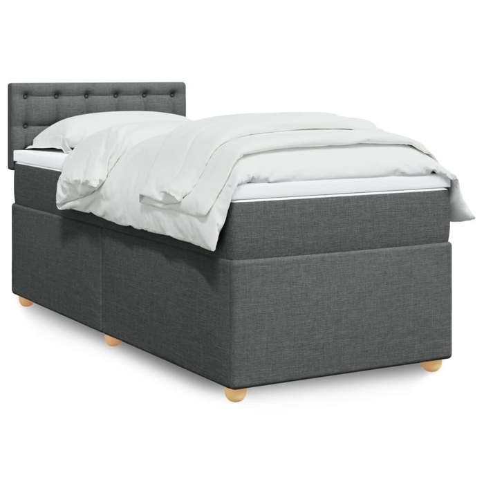 VidaXL Slatted Bed Base and Mattress Dark Grey 90x190 Cm Fabric 3286550