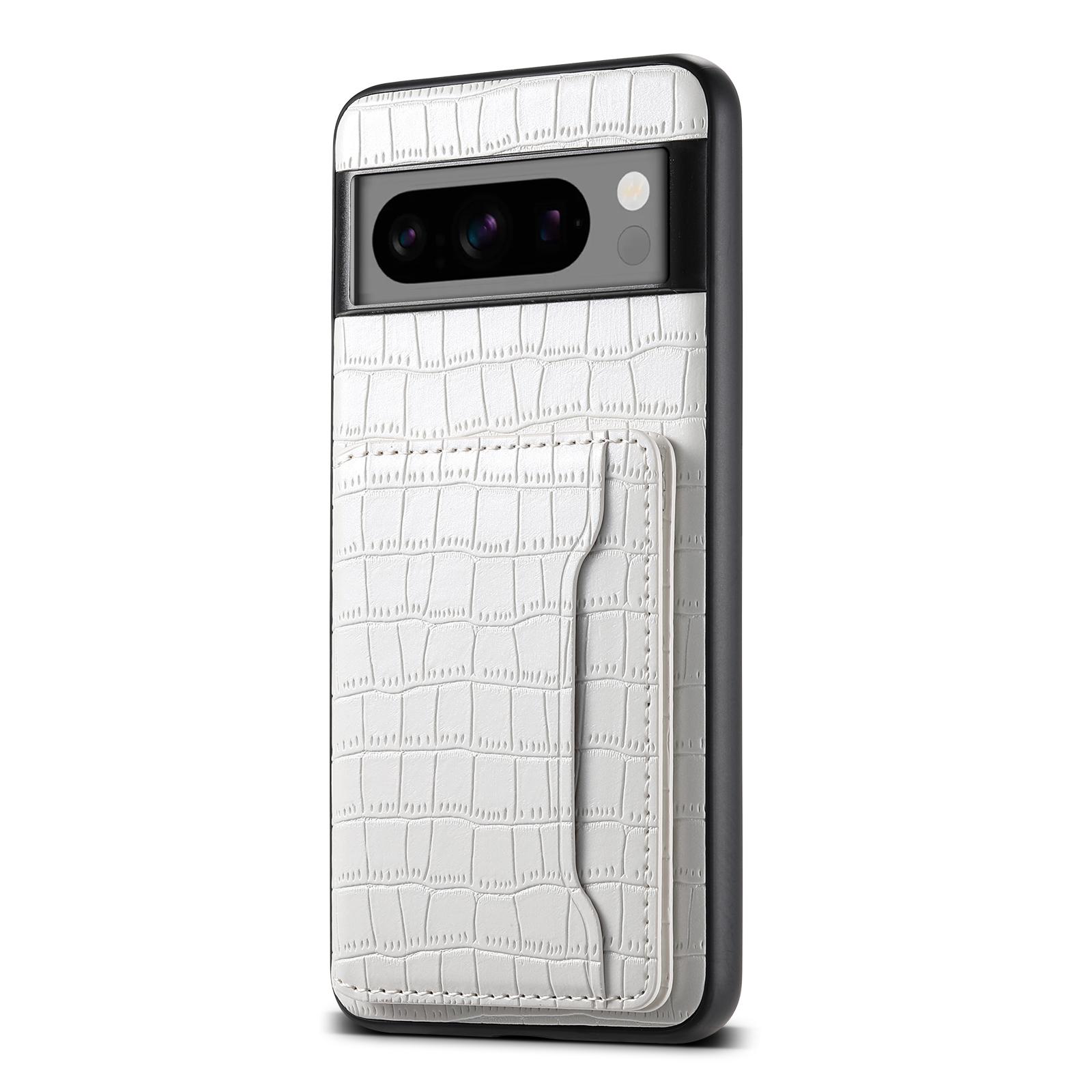 

For Google Pixel 8 Pro Kickstand Case Card Holder Phone Cover Crocodile Texture D