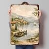 Watercolor Lake Scene With Village Printing Poster Customized Retro Wall Art Vintage Metal Signs for Room Home and Decoration