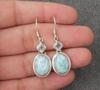 Larimar & Blauer Topas Edelstein Ohrring handgefertigt Designer Ohrring Geschenk für Sie Silberschmuck Boho Ohrringe