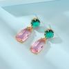 High-Transparency Gemstone Earrings: Pink & Green Crystal Luxury Women's Long Fashion Jewelry