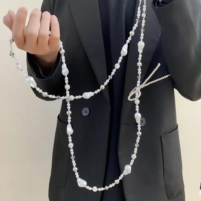 1PC Elegant Pearl Bead Crossbody Phone Chain Stylish Butterfly Charm Durable Beads Accessory Decorative Bead Chain Charm Design