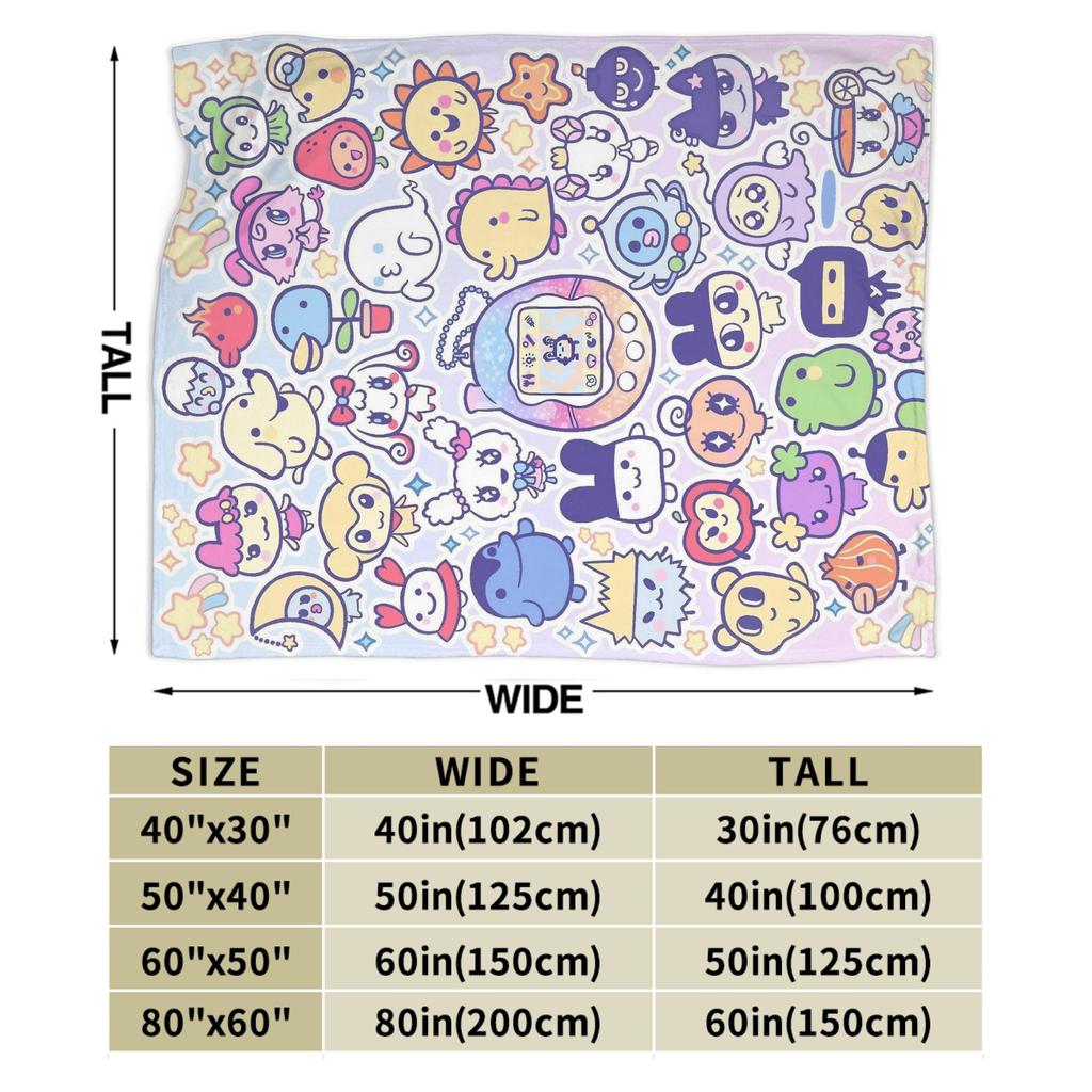 Cartoon Tamagotchis Fleece Blankets Custom Throw Blankets for Home 150*125cm Quilt